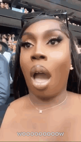 Woman Making Funny Face in Stadium