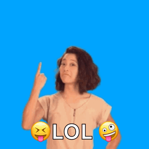Woman Making Funny Face Pointing Up Lol GIF
