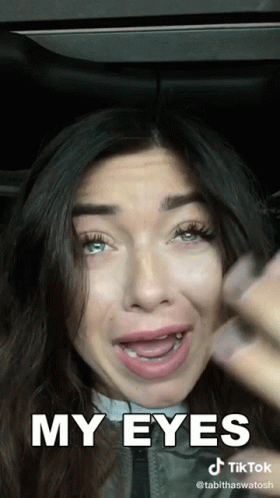 Woman Making Funny Face Saying My Eyes