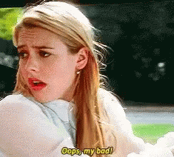 Woman Making Funny Face Saying Oops My Bad
