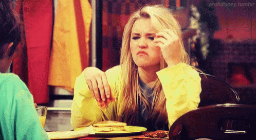 Woman Making Funny Face with Food