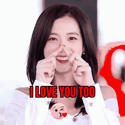Woman Making Heart With Fingers Saying I Love You Too