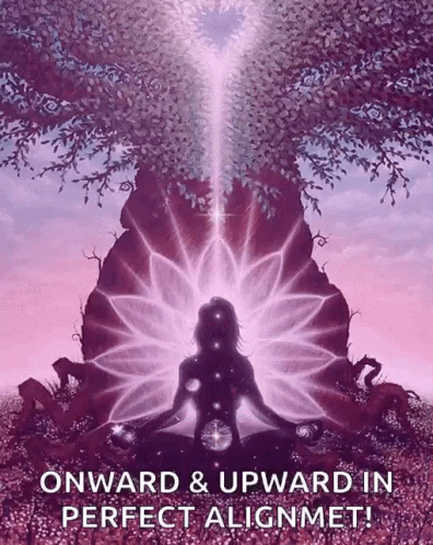 Woman Meditating Under Tree Saying Onward and Upward