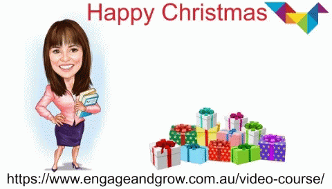Woman Next To Presents Happy Christmas Engage And Grow Video Book Free GIF