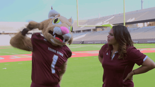 Woman Next To Texas State Mascot GIF