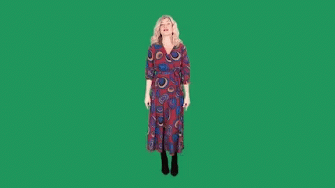 Woman On A Green Screen Taking A Bow GIF