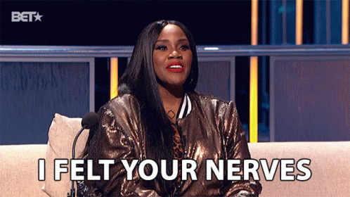 Woman on Couch Saying I Felt Your Nerves