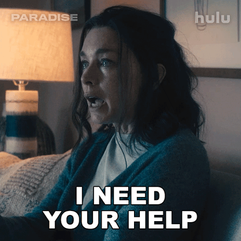 Woman on Couch Saying I Need Your Help