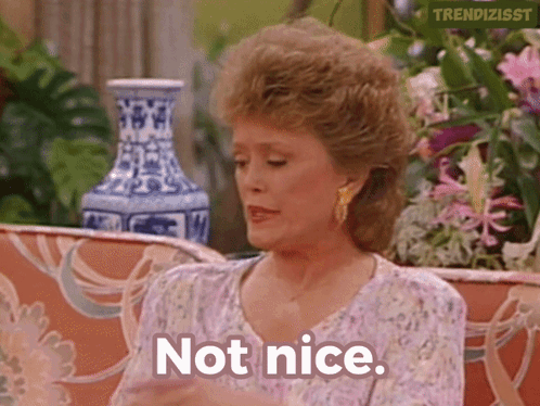 Woman on Couch Saying Not Nice