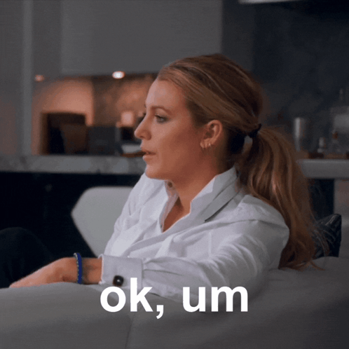 Woman on Couch Saying Ok Um