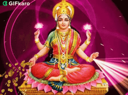 Woman On Lotus Holding Lotus GIF