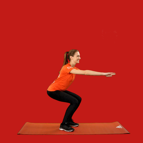 Woman On Mat Squats GIF