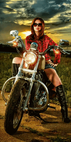 Woman on Motorcycle with Sunglasses
