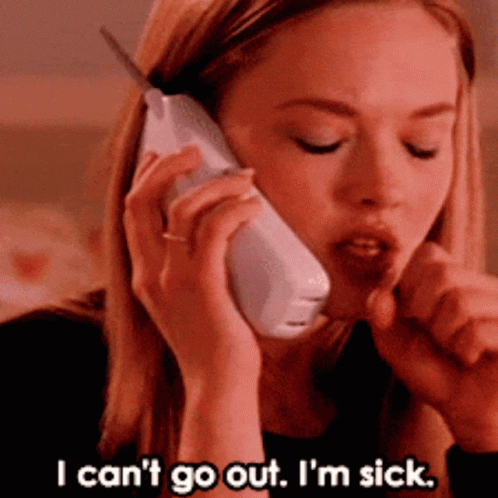 Woman on Phone I Can't Go Out I'm Sick
