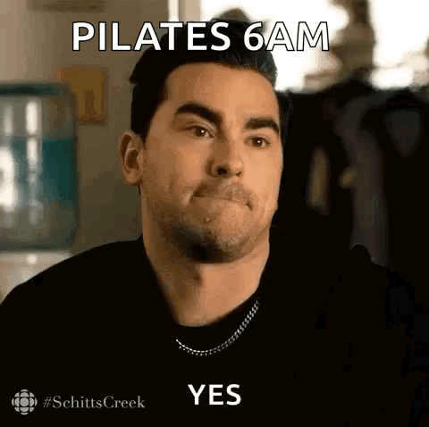 Woman on Pilates Machine Saying When You Try Pilates for the First Time Thank Goodness