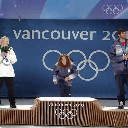 Woman on Podium at Vancouver 2010 Olympics