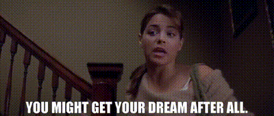 Woman on Stairs Saying You Might Get Your Dream After All