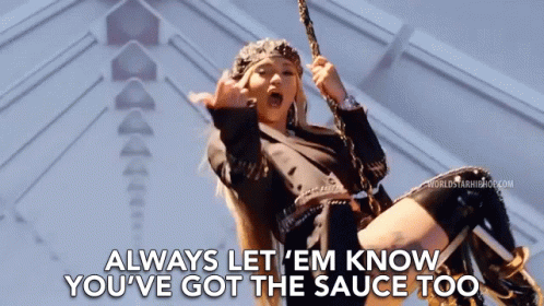 Woman on Swing Saying Let Em Know