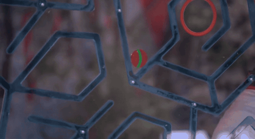 Woman Playing Game With Red Ball And Green Circle GIF