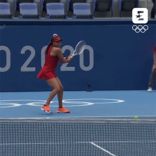 Woman Playing Tennis Near Yo 2020 Sign