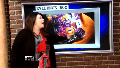 Woman Pointing On Screen In You Are Not The Father Show GIF