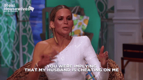 Woman Pointing Out Husband Cheating With Wife GIF