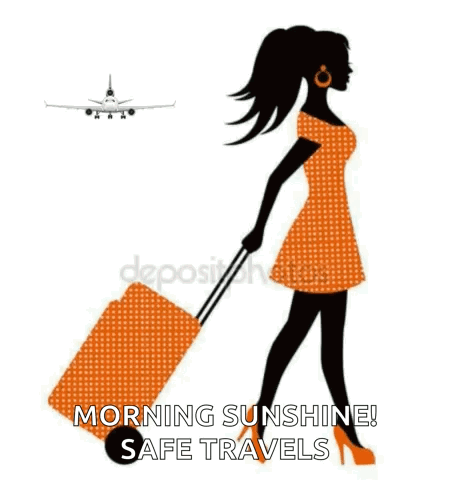 Woman Pulling Orange Suitcase