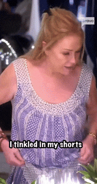 Woman Purple White Tank Top I Tinkled In My Shorts GIF