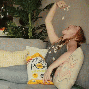 Woman Rain Popcorn Ready GIF