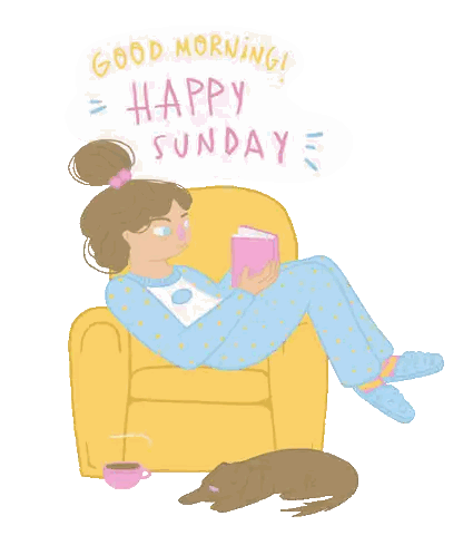 Woman Reading Book Good Morning Happy Sunday