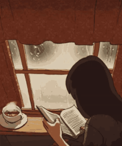 Woman Reading Book in Front of Window