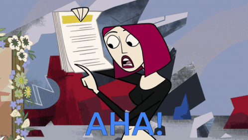 Woman Reading Book With Aha in Blue Letters