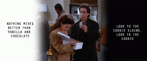 Woman Reading Paper Next To Man In Store GIF