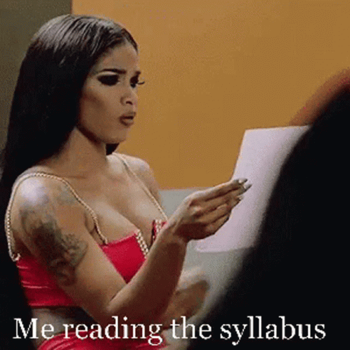 Woman Reading Syllabus
