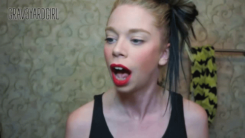 Woman Red Lipstick Black Tank Top Gravyardgirl
