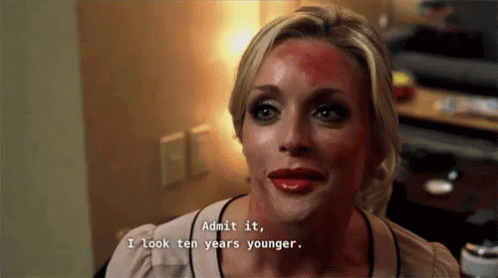 Woman Red Paint Admit It Ten Years Younger