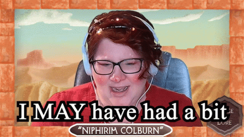 Woman Red Shirt Headphones I May Have Had Bit