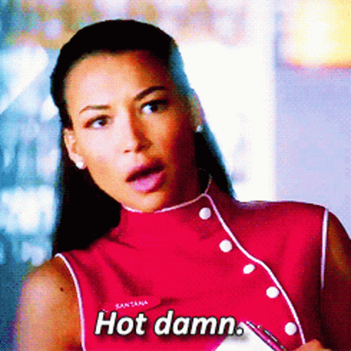 Woman Red Top Santana Says Hot Damn