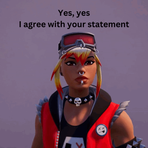 Woman Red Vest Goggles Yes Yes I Agree