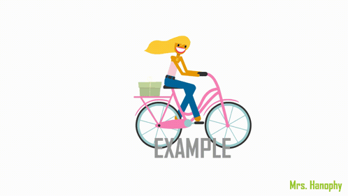 Woman Riding Pink Bicycle Saying Example