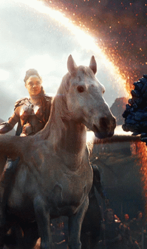 Woman Riding White Horse Movie Scene GIF