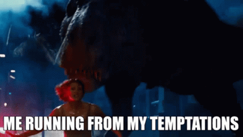 Woman Running From Dinosaur Me Running From My Temptations