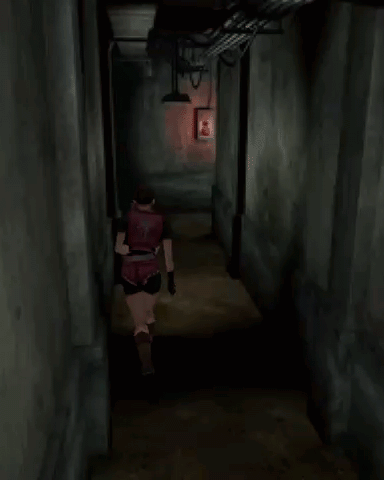Woman Running From Monster in Video Game
