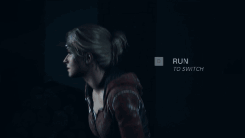 Woman Running In Dark Room Saying Run GIF