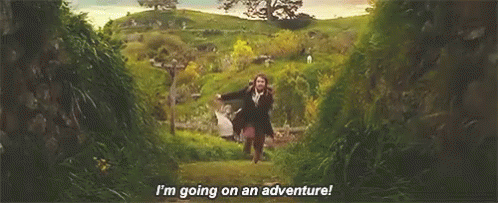 Woman Running Saying I'm Going On An Adventure GIF