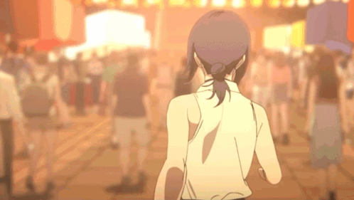 Woman Running Through Crowd