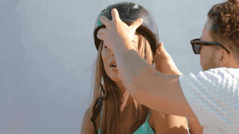 Woman's Crazy Hair After Remove Helmet GIF