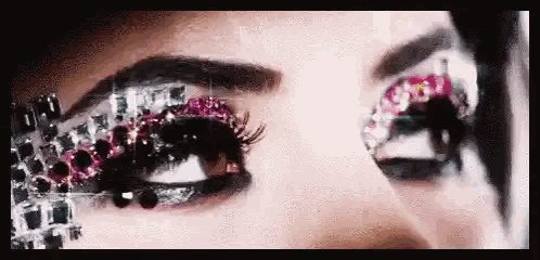 Woman's Eyes with Makeup and Rhinestones
