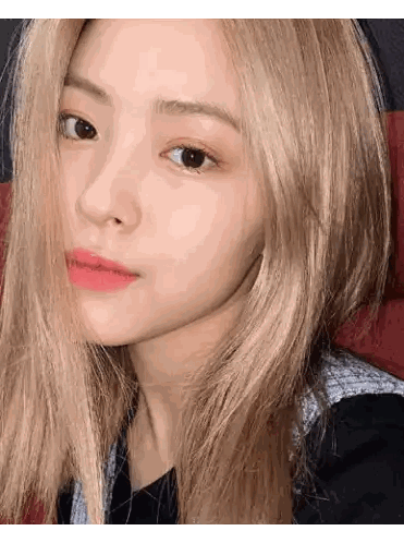 Woman's Face Blonde Hair Red Lipstick