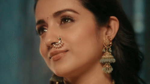 Woman's Face Close Up with Nose Ring